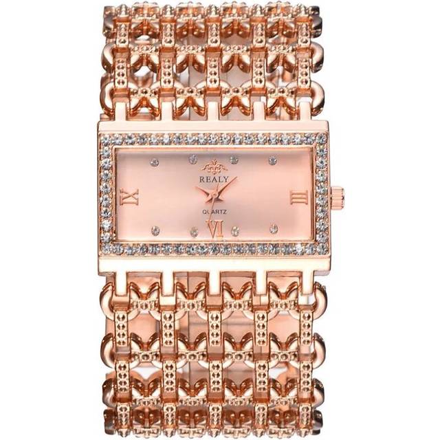 (Rose gold style 1) Classic Square Gold Women Watches High-end Temperament Ladies Dress Watch