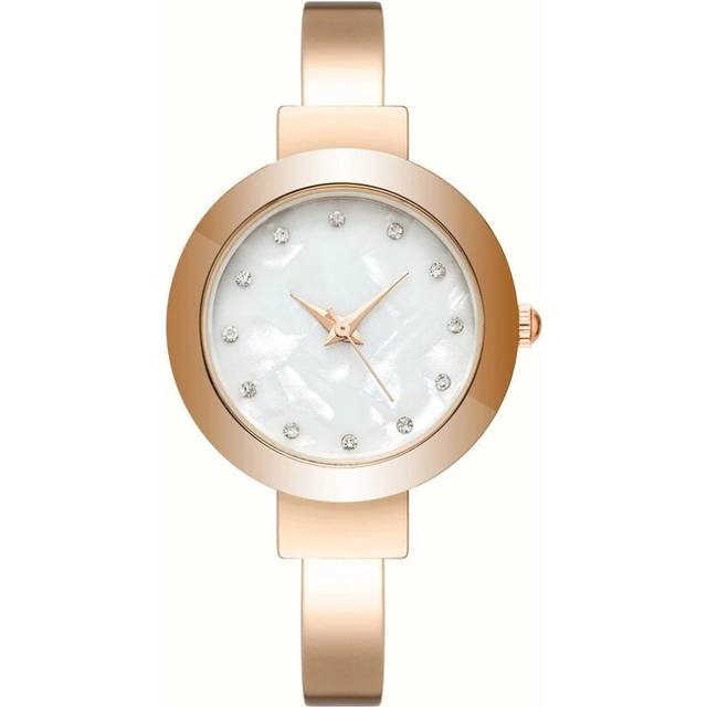 (rose gold) Luxury Ladies Brands Watches Shellface Simple With Diamonds Women Quartz - Gold