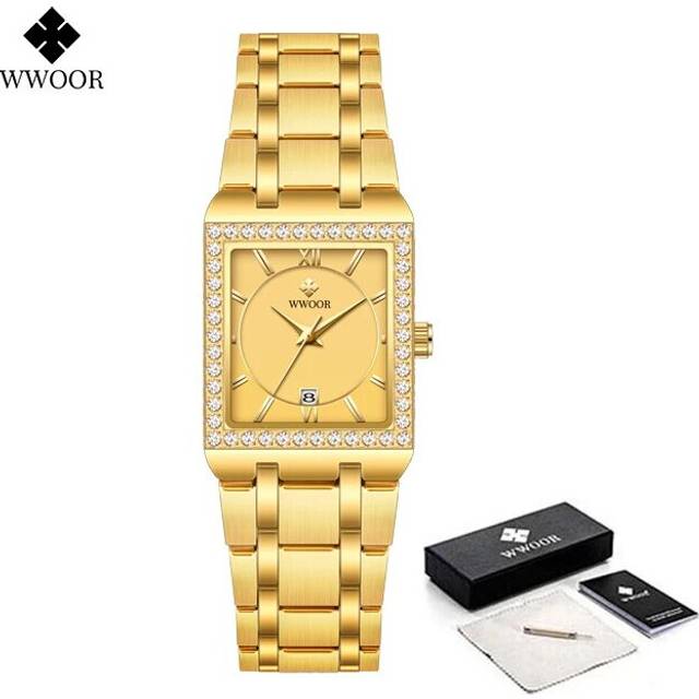 (Gold Gold) WWOOR New Gold Watch 8858 Women Watchs Steel Top Luxury Brand Ladies Watches