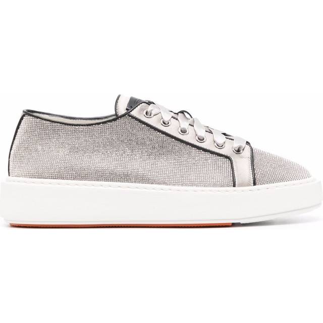 Santoni - Derby sequin-embellished low-top sneakers - women - Leather - 35 - Grey