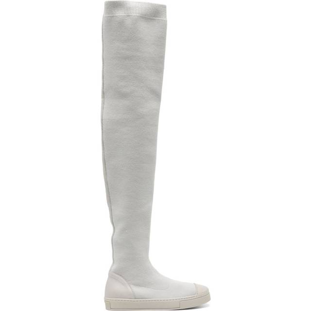 Fabiana Filippi - thigh-high canvas boots - women - Polyamide/Wool/Elastane/Rubber/Other fibres/Acrylic - 37 - Grey