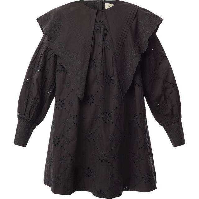 Damson Madder Candice Cotton-Poplin Collared Mini Dress - UK 8 - Black