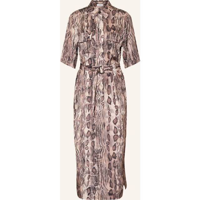 Reiss Womens Neutral Farah Animal-print Short-sleeve Woven Shirt Dress 10 - NEUTRAL
