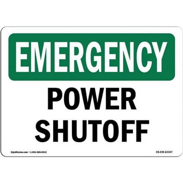 SignMission OS-EM-A-1218-L-10347 12 x 18 in. OSHA Emergency Sign - Power Shutoff