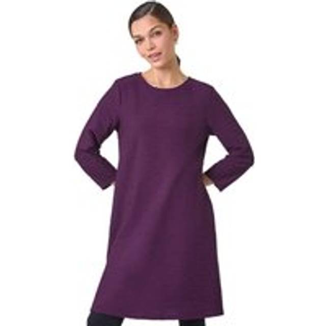 Textured A-Line Stretch Dress - Plum - 10