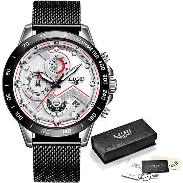 (silver white) LIGE New Rose Gold Women Watch Top Brand Luxury Watch Women Quartz Sport