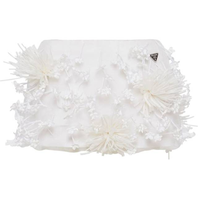 Prada - embroidered organza miniskirt - women - Silk - 40 - White