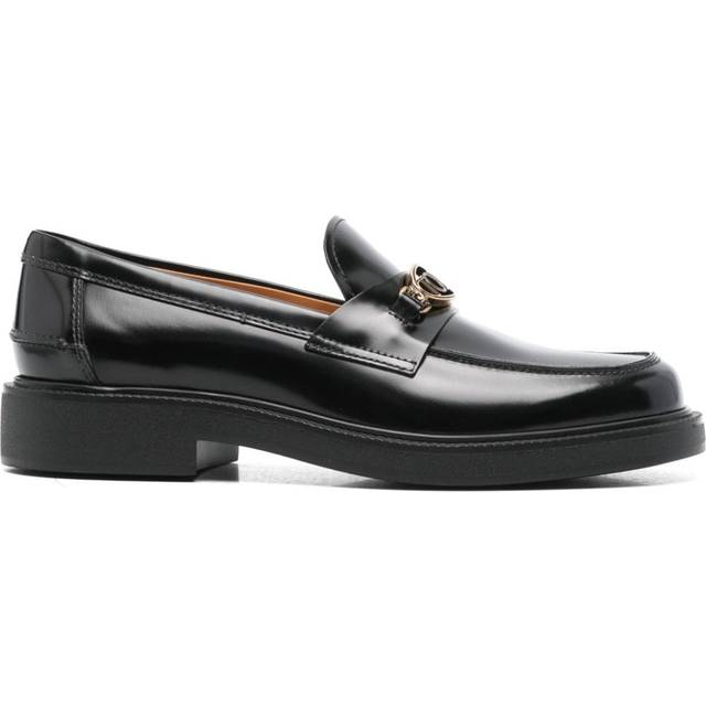 Tod's - logo-plaque loafers - women - Leather - 35 - Black