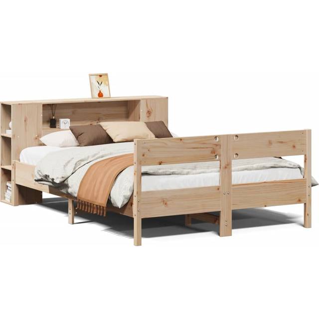 vidaXL Bookcase Bed without Mattress 150x200 cm King Size Solid Wood Pine - Brown