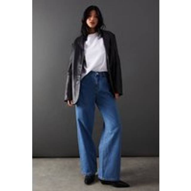 Warehouse Womens Low Rise Denim Dad Jean - Blue Cotton - Size 14 UK
