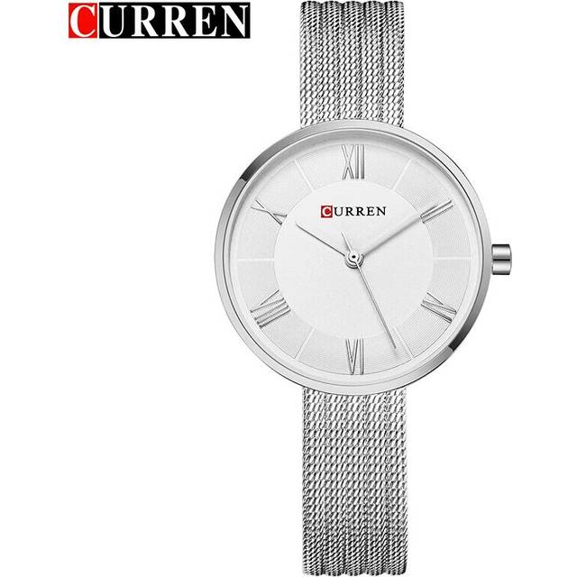 (silver white) CURREN Brand Luxury Women Watches Casual Ladies Dress Quartz Clock Full