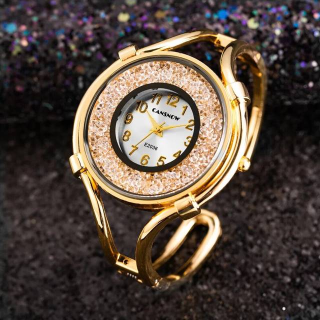 (Gold White) Women Watches Luxury Brand Watch Gold Silver Lady Dress Fashion Quartz