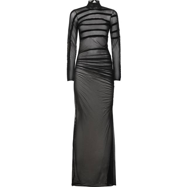 Black Turtleneck Dress with Flock