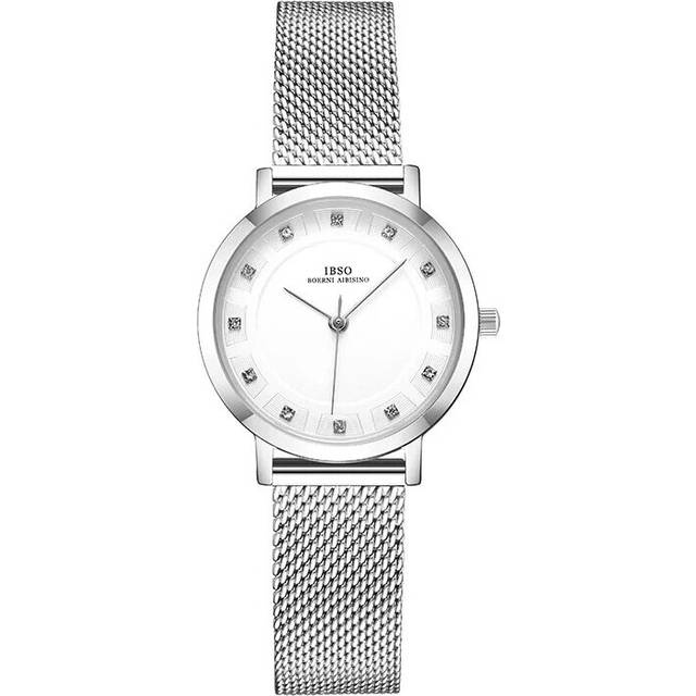 (B3623-WE-SR-SS) IBSO Women Watch Fashion Geneva Designer Japan Quartz Sliver Stainless