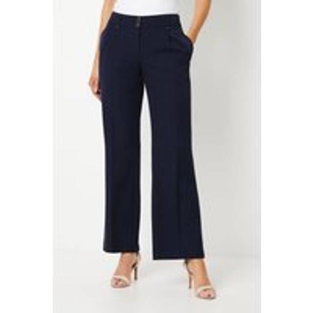 Womens Navy Smart Wide Leg Trousers - 16