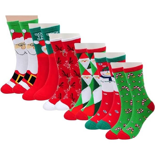 Christmas Socks Ladies Fun Festive Crew Casual Socks Unisex Cotton Warm Funny Holiday Adult Novelty Sock