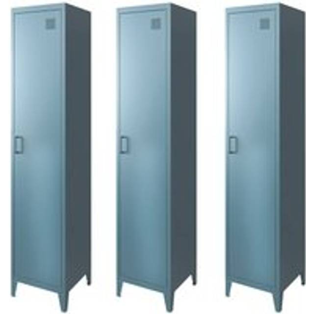 Sweeek - Industrial bedroom cabinet 4 storage spaces (set of 3), Soho, Dark blue, 38x38x180 cm