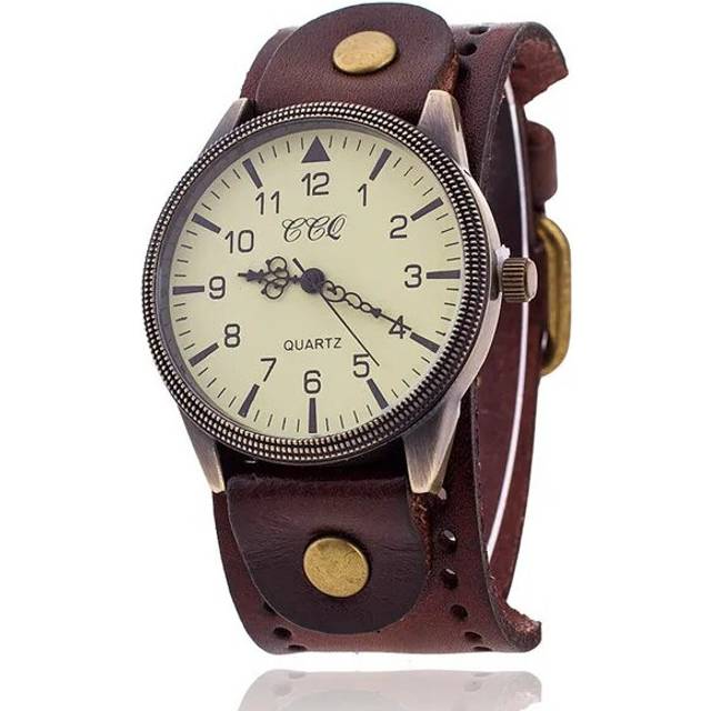 (dark brown) Vintage Cow Leather Watch High Quality Antique Women Wrist Watch Luxury