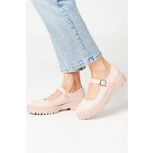 Faith womens flat pink ballet pumps chunky sole mary-jane shoes