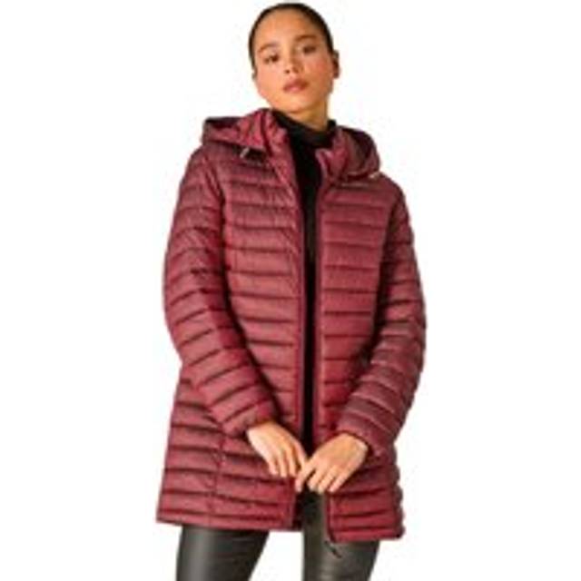 Quilted Longline Puffer Coat - Rust - 12