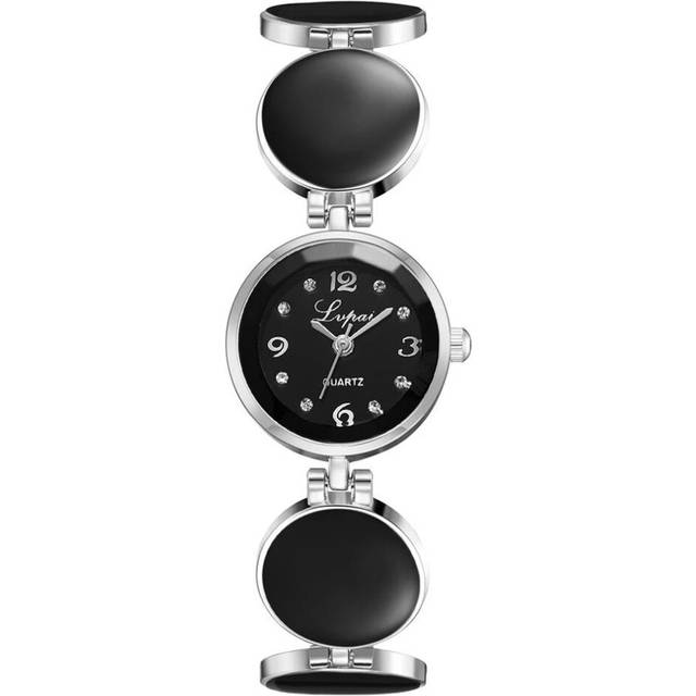 (Silver Black) Brand Watch Relogio Feminino Watchs for Women Fashion Classic Round Dial