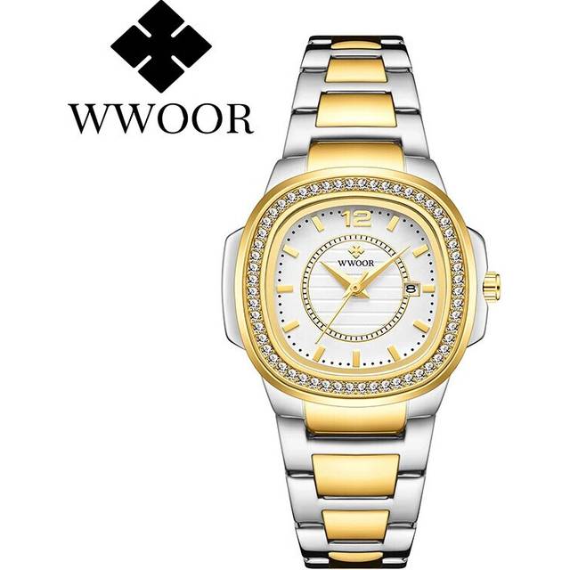(gold white) Japanese Quartz Movement WWOOR Brand Pink Ladies   Watches Famous Luxury