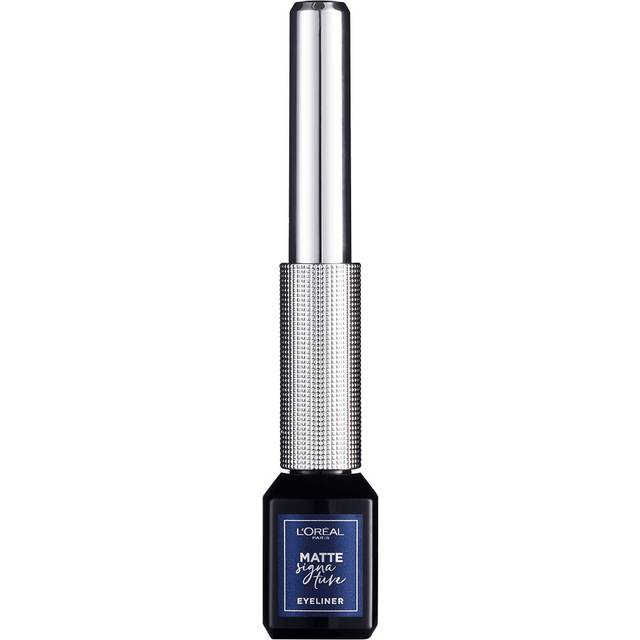 L'Or?al Paris Matte Signature Eyeliner 11 Navy Metal, Dark Blue Eyeliner with Precision Brush for a Precise Eyeliner, Smudge-proof and Waterproof