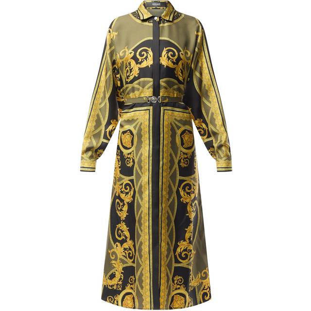 Versace Women's Printed Shirtdress in Black | Size 42 | 10164131A11528 Color 5BC60 (42)