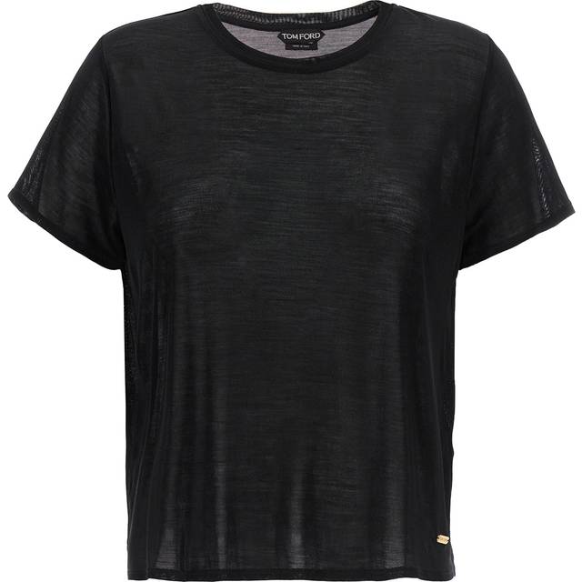 Tom Ford-Silk T Shirt Nero-Donna - Black - 46IT