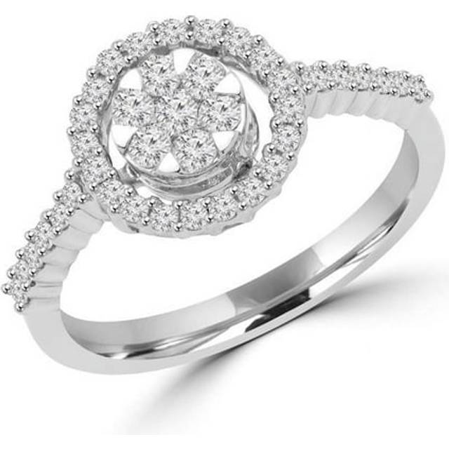 Majesty Diamonds MDR150001 0.4 CTW Round Diamond Halo Cluster Engagement Ring in 14K