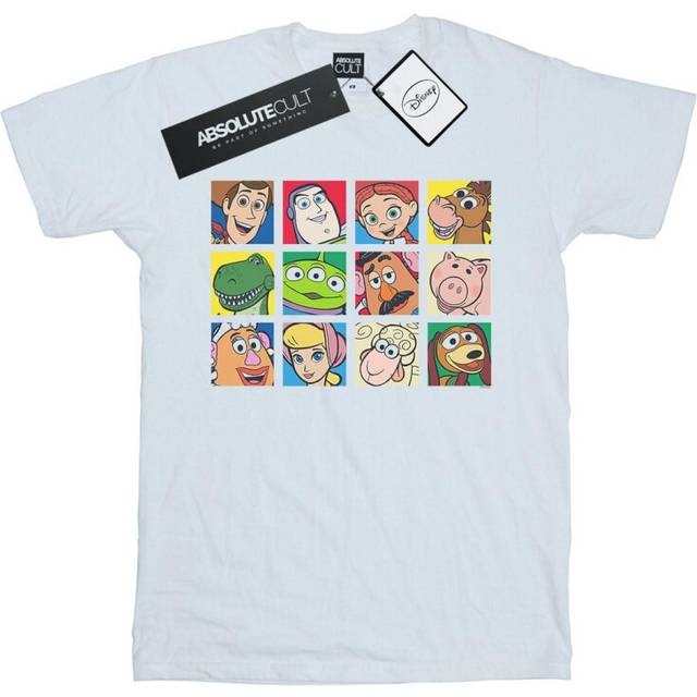 (L, White) Disney Womens/Ladies Toy Story Character Squares Cotton Boyfriend T-Shirt