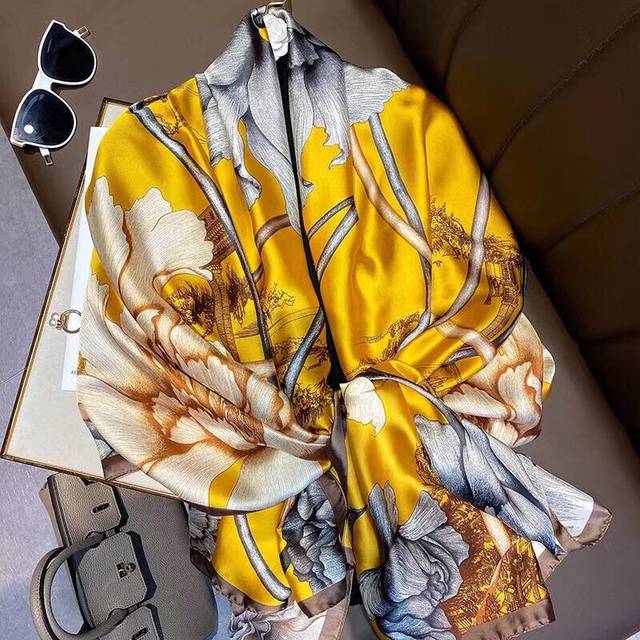 (14) high-grade simulation silk scarf with 180CM long scarf silk mulberry silk scarf shawl sunscreen jacket, women's gifts
