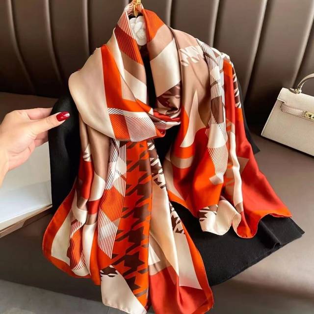 (42) high-grade simulation silk scarf with 180CM long scarf silk mulberry silk scarf shawl sunscreen jacket, women's gifts