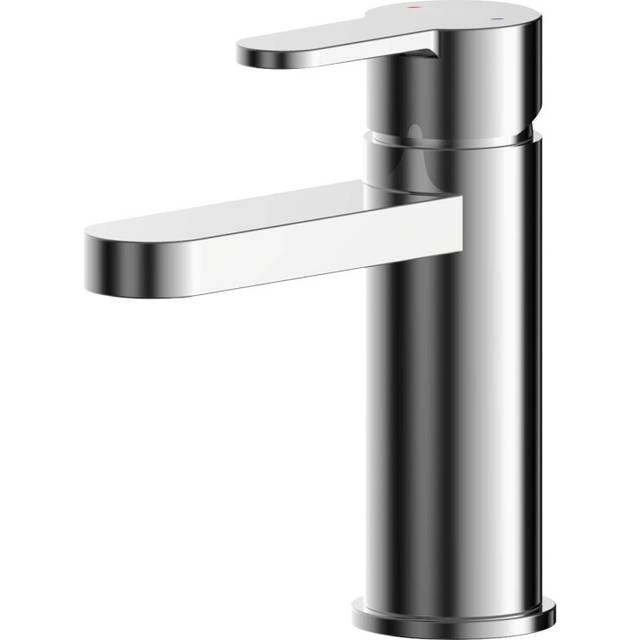 Round Mini Mono Basin Mixer Tap & Push Button Waste - Chrome