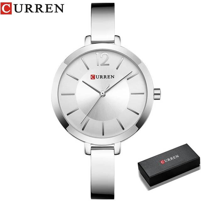(silver box) CURREN Fashion Women Dress Wristwatch Ladies Quartz Watch Brand Luxury - Silver