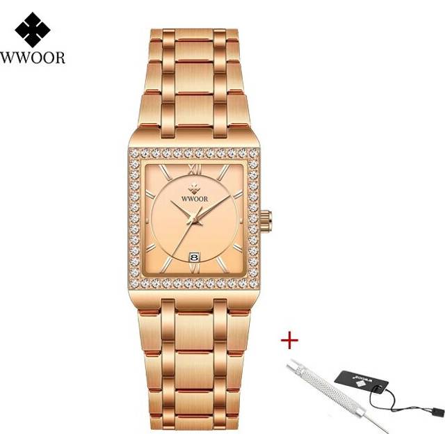 (Rose rose) WWOOR New Gold Watch 8858 Women Watchs Steel Top Luxury Brand Ladies Watches