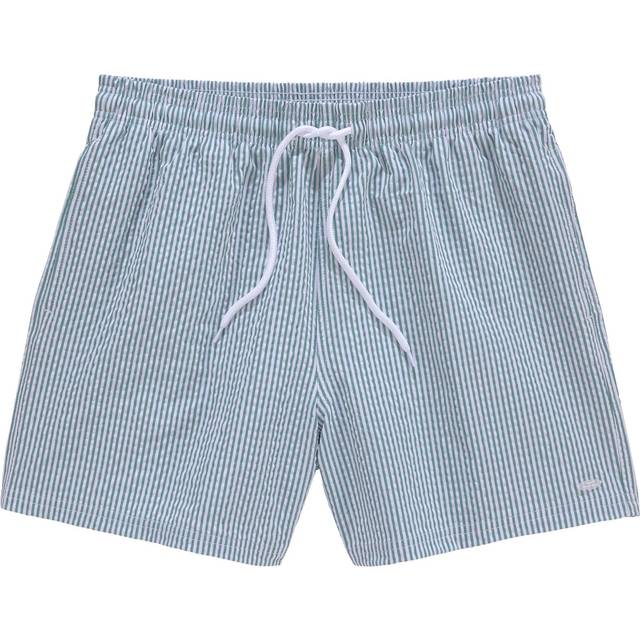 Venice Beach Seersucker Swim Shorts - Green Stripe