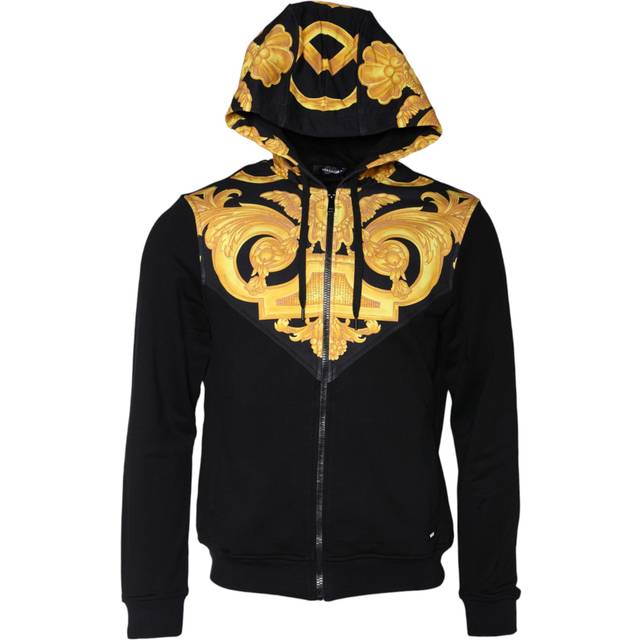 Versace, Sweatshirts & Hoodies, Herr, M, Bomull, Svart Bomull Full Zip Hoodie Sweatshirt - black (M)