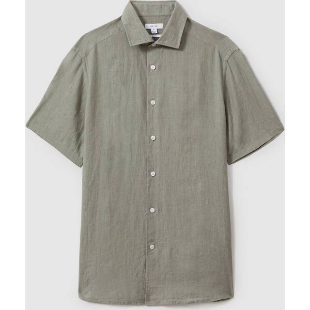 Reiss Mens Pistachio Holiday Slim-fit Linen Shirt Xs - PISTACHIO