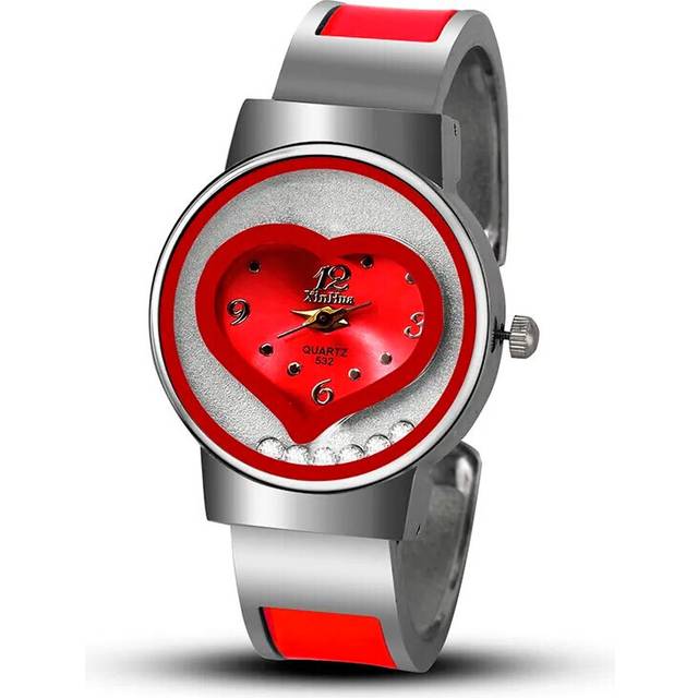 (Red) New watch women luxury brand stainless steel quartz thin wrist watches