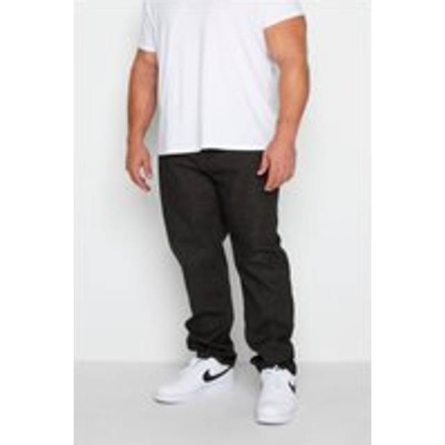 Inside Leg Size 34", Waist Size 54 Mens D555 Big & Tall Black Elasticated Waist Relaxed Fit Jeans Big & Tall - 34" 54