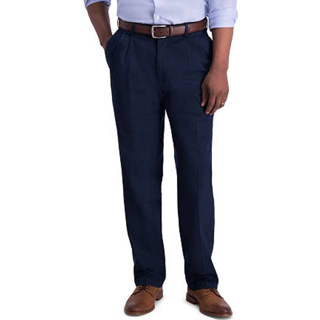 Haggar Men's Iron-Free Premium Khaki™ Classic Fit Pleat Front Pant Dark Navy - Size: 38W x 30L - Navy Blue