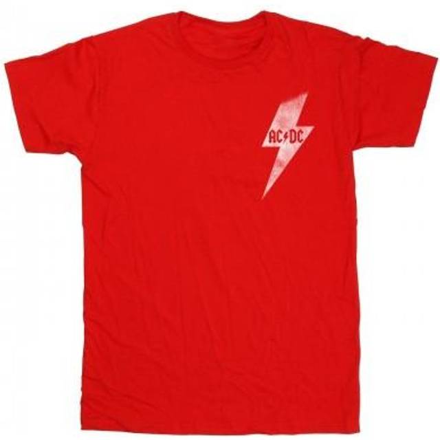 (L, Red) ACDC Mens Lightning Bolt Pocket T-Shirt