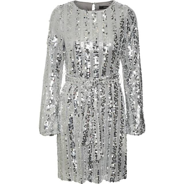 VERO MODA dame kjole VMEFA - Silver SEQUINS