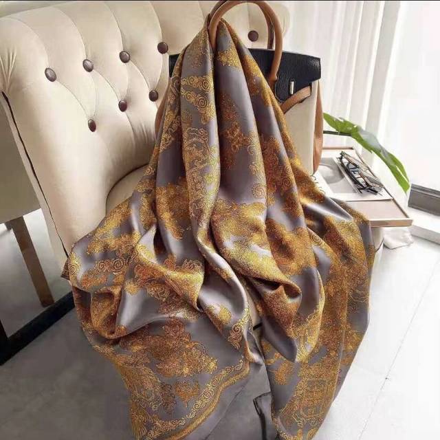 (43) high-grade simulation silk scarf with 180CM long scarf silk mulberry silk scarf shawl sunscreen jacket, women's gifts