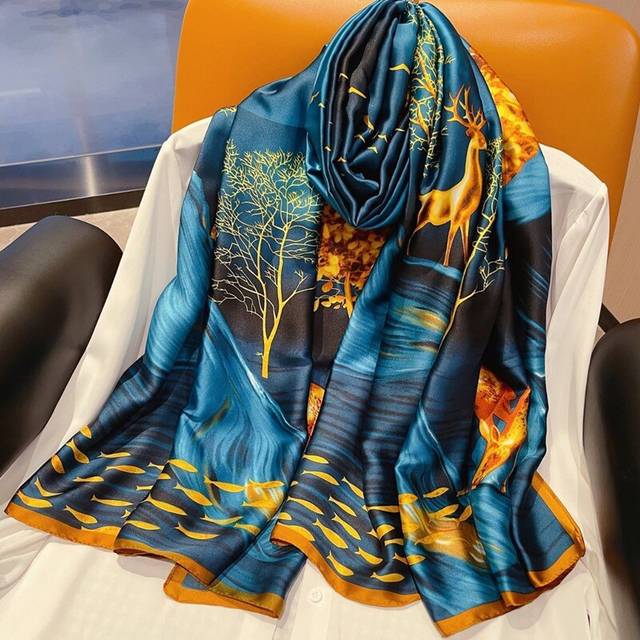 (3) high-grade simulation silk scarf with 180CM long scarf silk mulberry silk scarf shawl sunscreen jacket, women's gifts