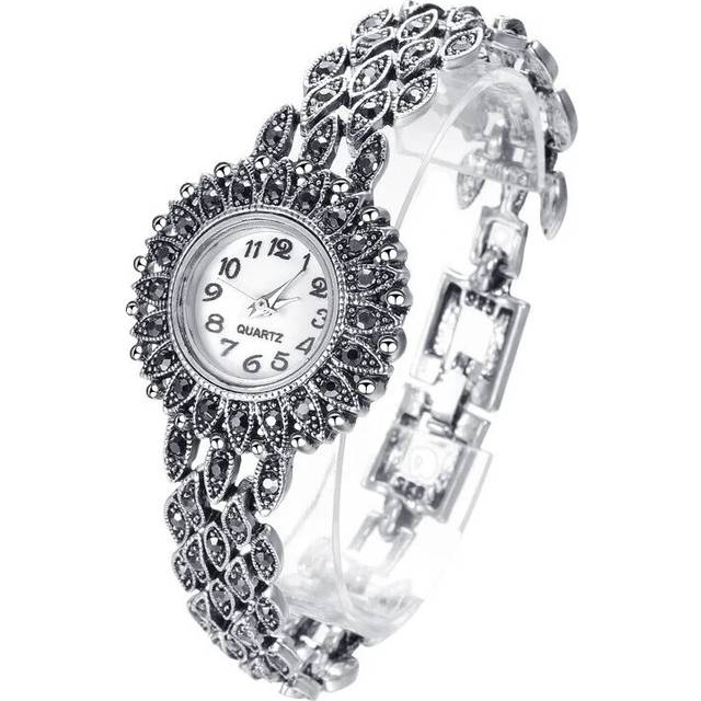 Vintage Antique Tibetan Silver Quartz Wristwatch for Women Luxury Watches