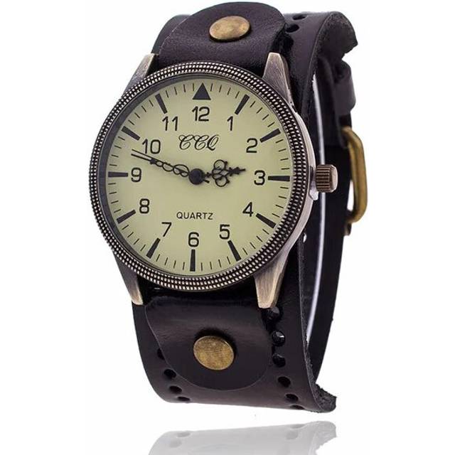 (black) Vintage Cow Leather Watch High Quality Antique Women Wrist Watch Luxury
