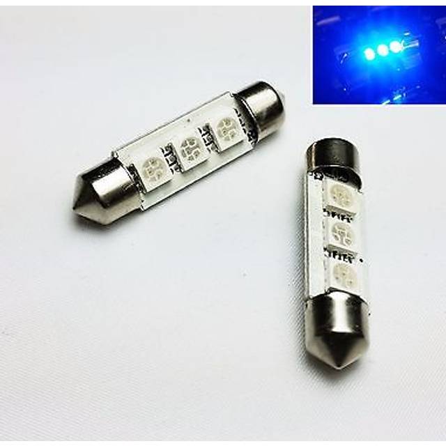 2x festoon c5w 239 39mm 10x39 sv8,5 3 smd led interior blue bulbs e