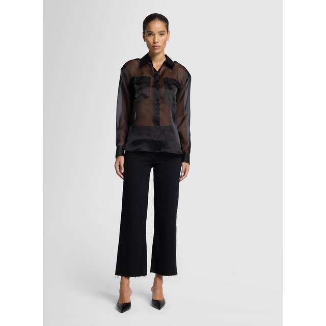 Cropped Alexa Jeans with Raw Hem - BLACK - 27